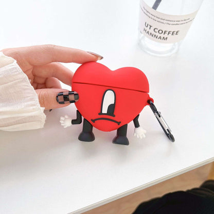 3D Red Bad Bunny Heart AirPod Case