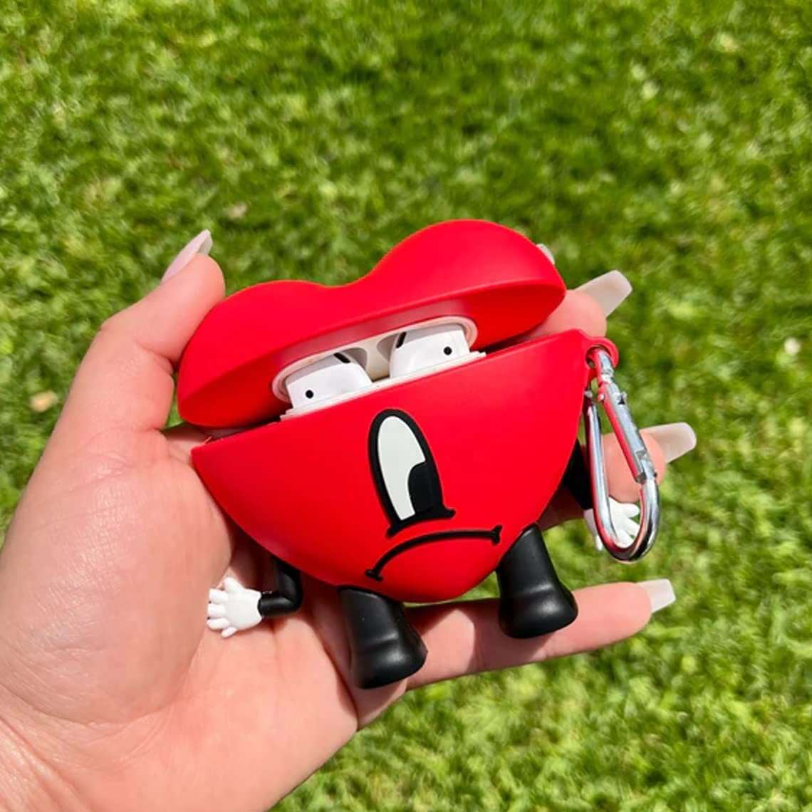 3D Red Bad Bunny Heart AirPod Case