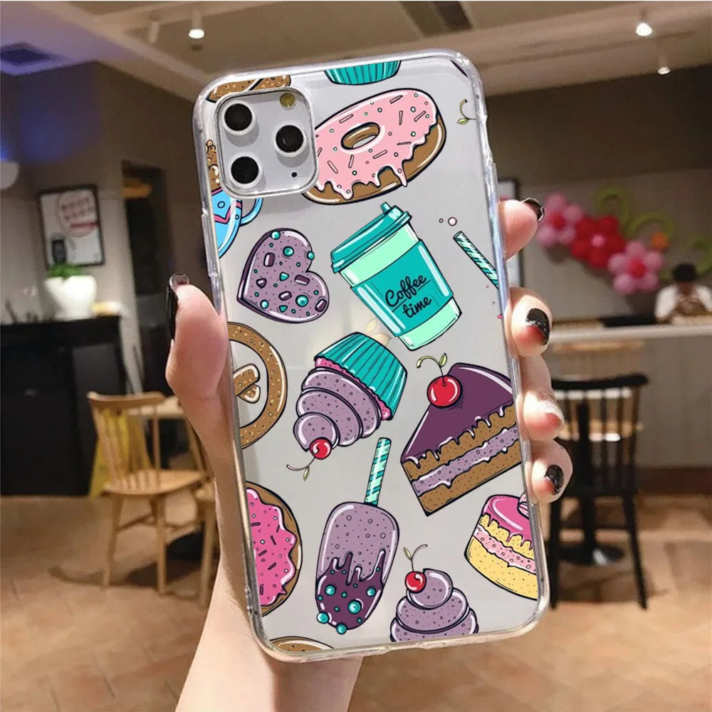 Dessert Food Donut Ice Cream Phone Case for iphone 15 14 13 12 11 Pro Max Case For iPhone 12mini XS MAX X 8 7 Plus