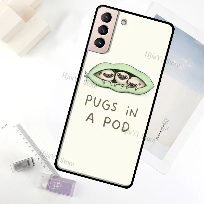 Funny Pug Dog Case For Samsung Galaxy S23 Ultra Note 20 10 S9 S10 Plus S20 S21 FE S22 Ultra Phone Cover