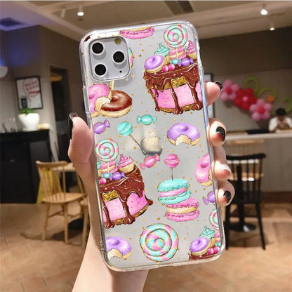 Dessert Food Donut Ice Cream Phone Case for iphone 15 14 13 12 11 Pro Max Case For iPhone 12mini XS MAX X 8 7 Plus