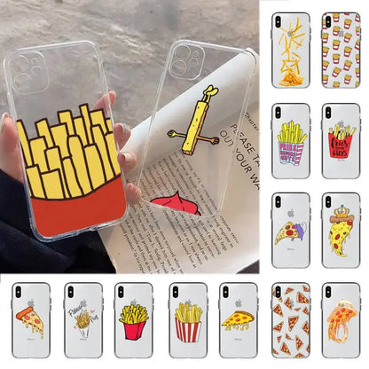 MaiYaCa Cute Food Fried French fries Pizza Phone Case for iphone 13 11 12 pro XS MAX 8 7 6 6S Plus X 5S SE 2020 XR case