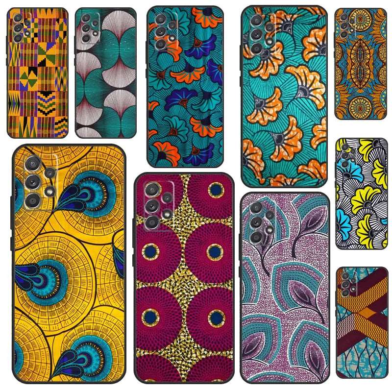 African Wax Fabric Fundas For Samsung A53 A33 A23 A13 A73 A12 A22 A32 A42 A52 A72 A50 A51 A71 A14 A34 A54 Case