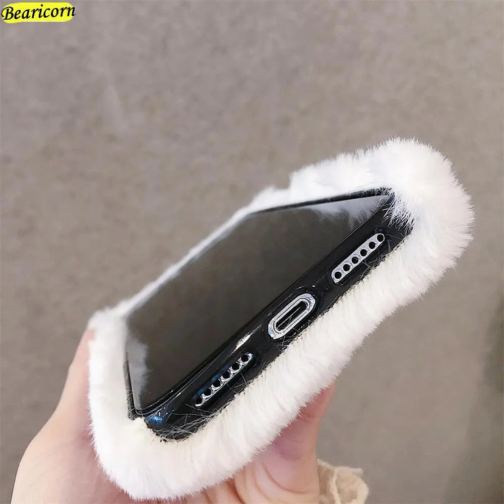 Soft Plush Phone Case For Samsung Galaxy S22 S21 S20 FE S10 S9 S8 Plus S7 S6 edge 5G 3D Simulation Cat Eyes Furry Fur Hair Cover