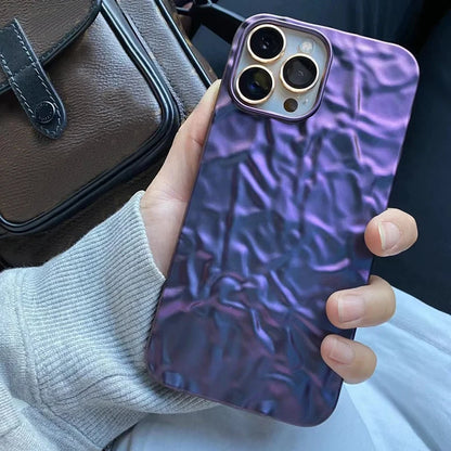 Luxury 3D Matte Plating Purple Foil Phone Case For iPhone 13 12 11 14 15 Pro Max XS XR X 7 8 Plus Cool Glitter Soft Back Cover