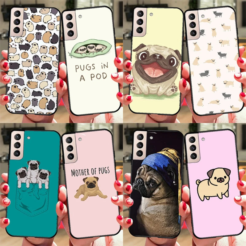 Funny Pug Dog Case For Samsung Galaxy S23 Ultra Note 20 10 S9 S10 Plus S20 S21 FE S22 Ultra Phone Cover