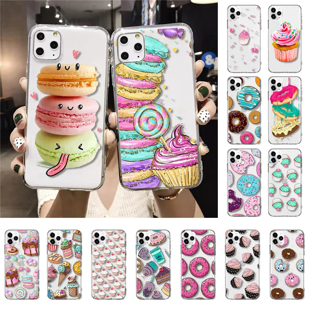 Dessert Food Donut Ice Cream Phone Case for iphone 15 14 13 12 11 Pro Max Case For iPhone 12mini XS MAX X 8 7 Plus