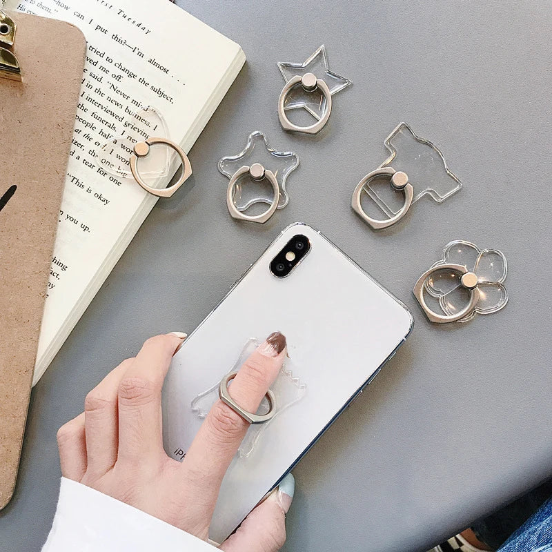 Universal Mobile Phone Holder Stand Finger Ring Magnetic For cute Cell Smart Phone Transparent holder for iphone 11 12 XS MAX