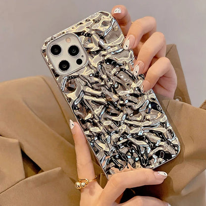 Luxury 3D Matte Plating Purple Foil Phone Case For iPhone 13 12 11 14 15 Pro Max XS XR X 7 8 Plus Cool Glitter Soft Back Cover