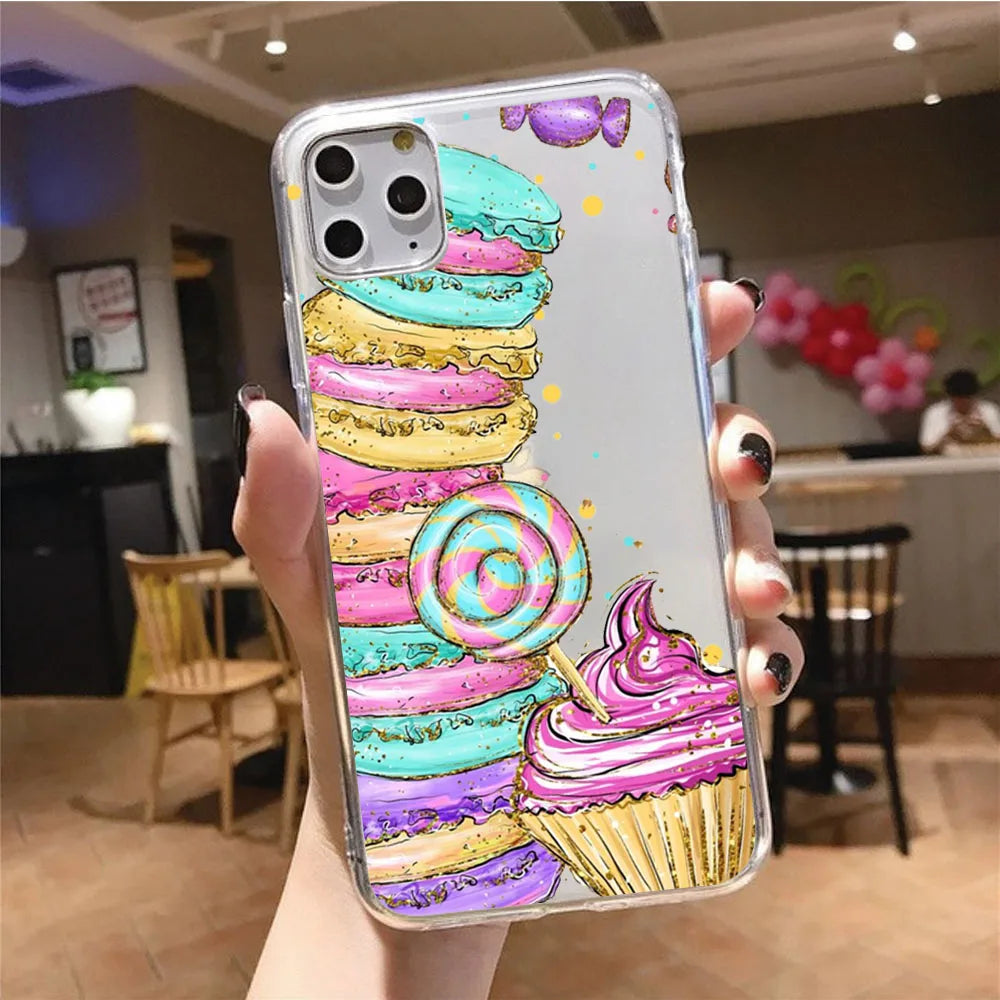 Dessert Food Donut Ice Cream Phone Case for iphone 15 14 13 12 11 Pro Max Case For iPhone 12mini XS MAX X 8 7 Plus