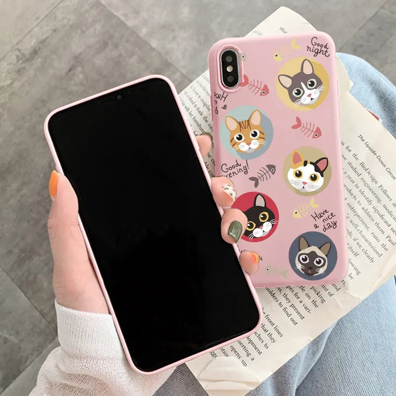 Cute Cartoon Lucky Cat for iPhone 13 Phone Case iPhone 12 Mini 11 Pro Max XR XS Max X 10 SE 2020 6 6S 7 8 Plus Silicone Cover