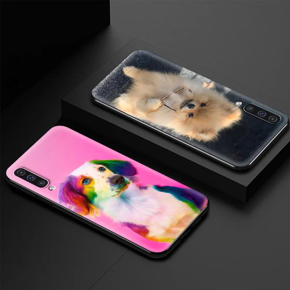 Cute Dog Phone Case for Samsung Galaxy A21S A50 A70 A12 A10 A10S A02S A20E A40 A20 A51 A71 A30 Soft Coque Capa