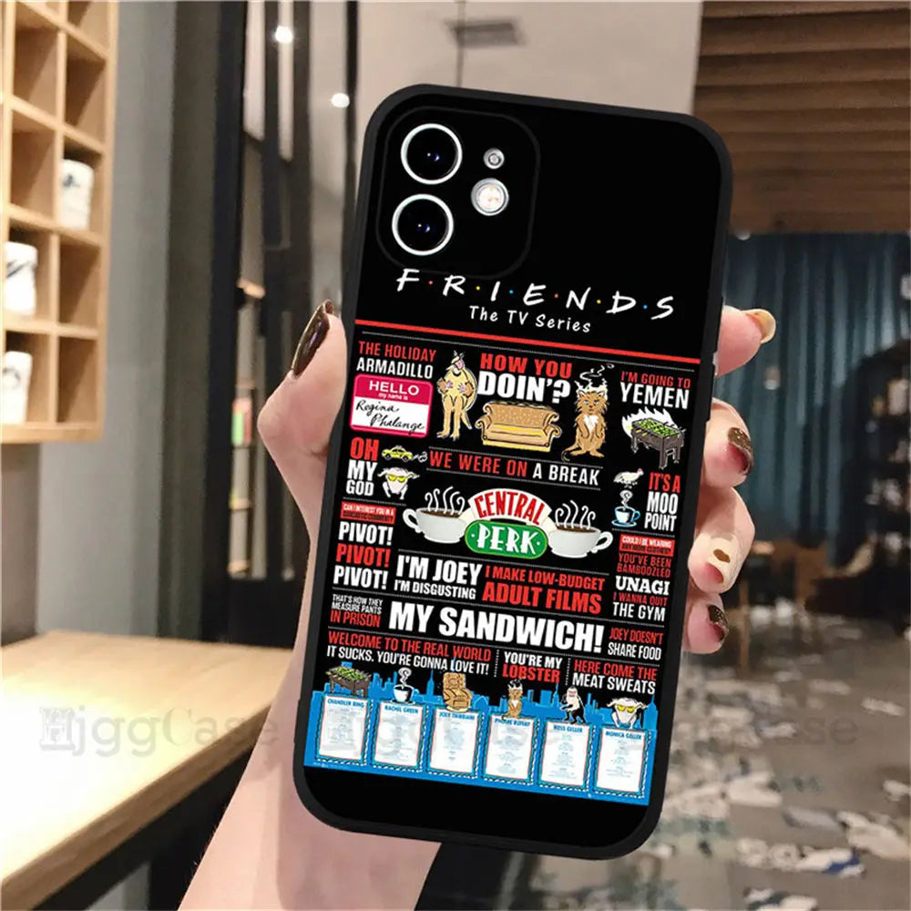 Central Perk Friends Phone Case For iPhone 15 13 12 11 14 Pro Max X XR XSMax For iPhone 7 8 Plus Cute Friends TV Show Soft Cover