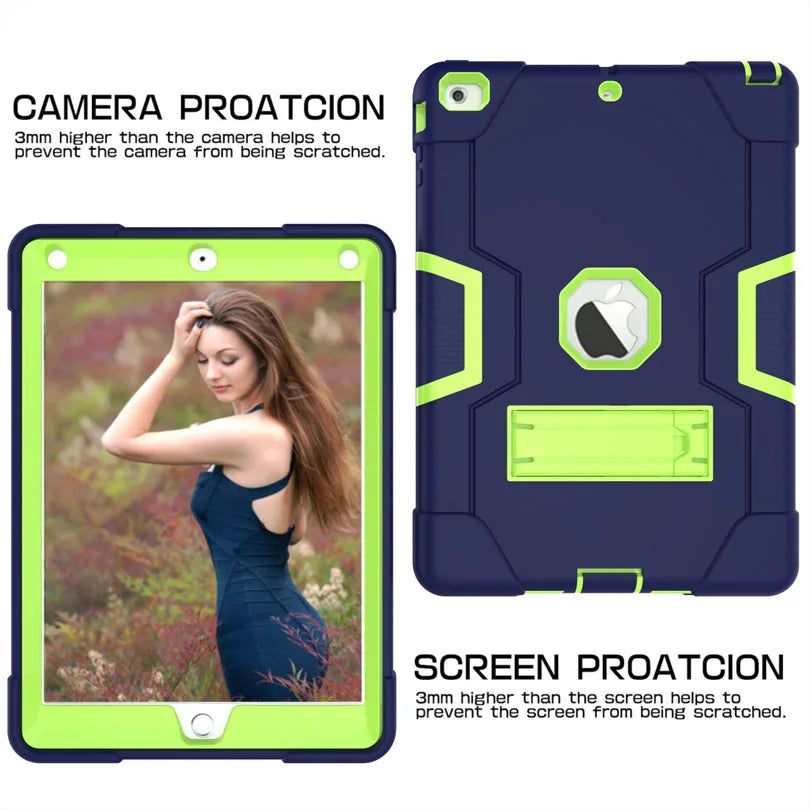 Armor Case For iPad 10th 10.2 inch iPad 9.7 Air4 Air5 Pro 11 12.9 Mini 6 5 4 3 Heavy Duty Silicone TPU PC Stand Drop Shock Proof