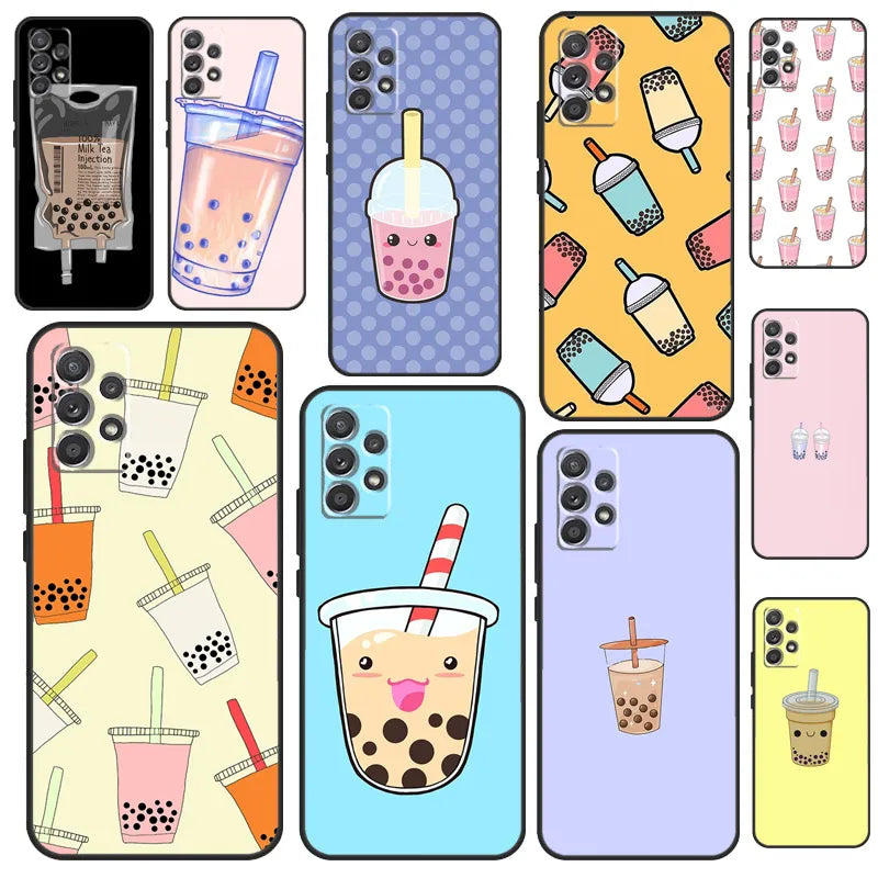 Boba Milk Tea Fundas For Samsung A53 A33 A23 A13 A73 A12 A22 A32 A42 A52 A72 A50 A51 A71 A14 A34 A54 Case