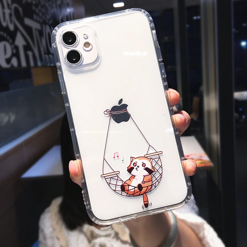 Cute Cartoon Animal Cat Clear Phone Case For iPhone 15 Pro Max 14 13 12 11 X XS XR 7 8 Plus Funny Transparent Soft Back Cover