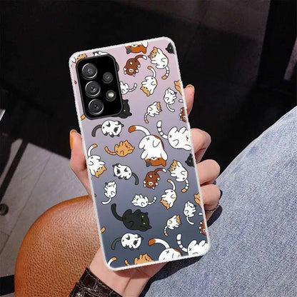 Cartoon Cute Cats Background Phone Case for Samsung Galaxy A50 A51 A70 A71 A41 A31 A21S A11 A40 A30 A20E A10 A6 Plus A8 + A7 A9