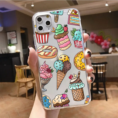 Dessert Food Donut Ice Cream Phone Case for iphone 15 14 13 12 11 Pro Max Case For iPhone 12mini XS MAX X 8 7 Plus