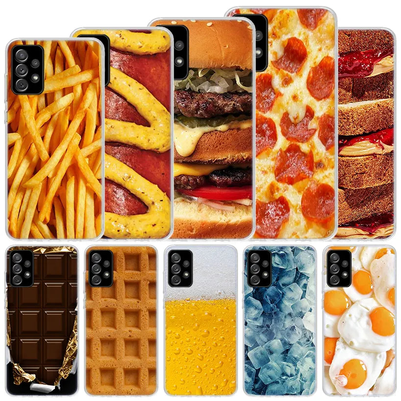 Food French Fries Beer Cheese Soft Case For Samsung Galaxy A52 A53 A54 A32 A34 A22 A24 A12 A14 Phone Cover A33 A23 A13 A02S A03S