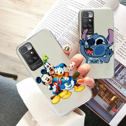 for Xiaomi Redmi 10 Phone Case Mickey Minnie Mouse Daisy Donald Duck Stitch Clear Soft Silicone Redmi10 2022 Transparent Cover