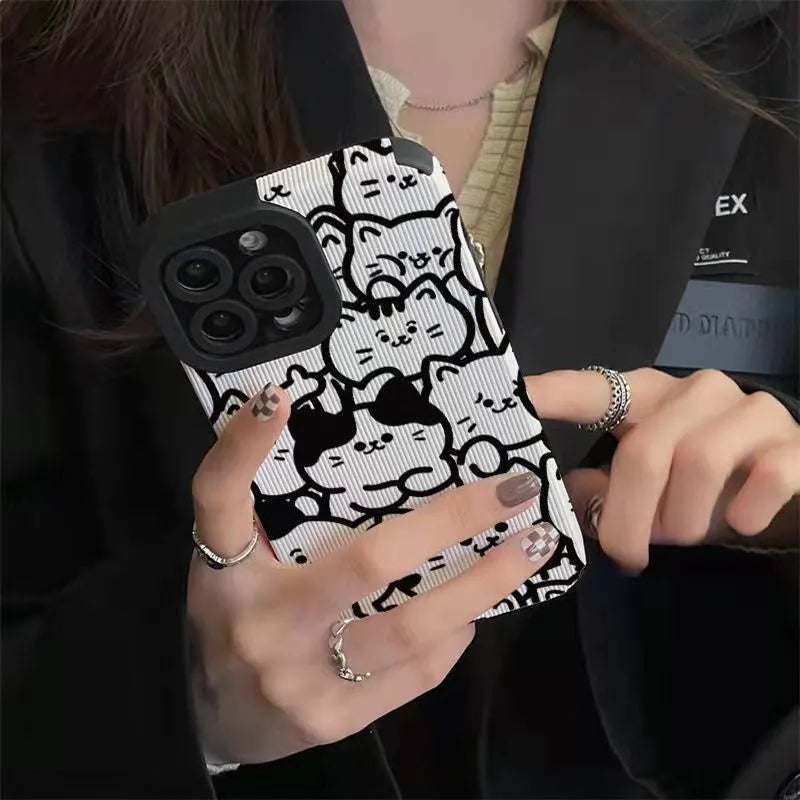 Cute Cat Rabbit Leopard Bear Animal Pattern Soft Case For iPhone 11 12 13 14 15 Pro Max 15 14plus 12 13 Mini X XR XS Max 7 8Plus