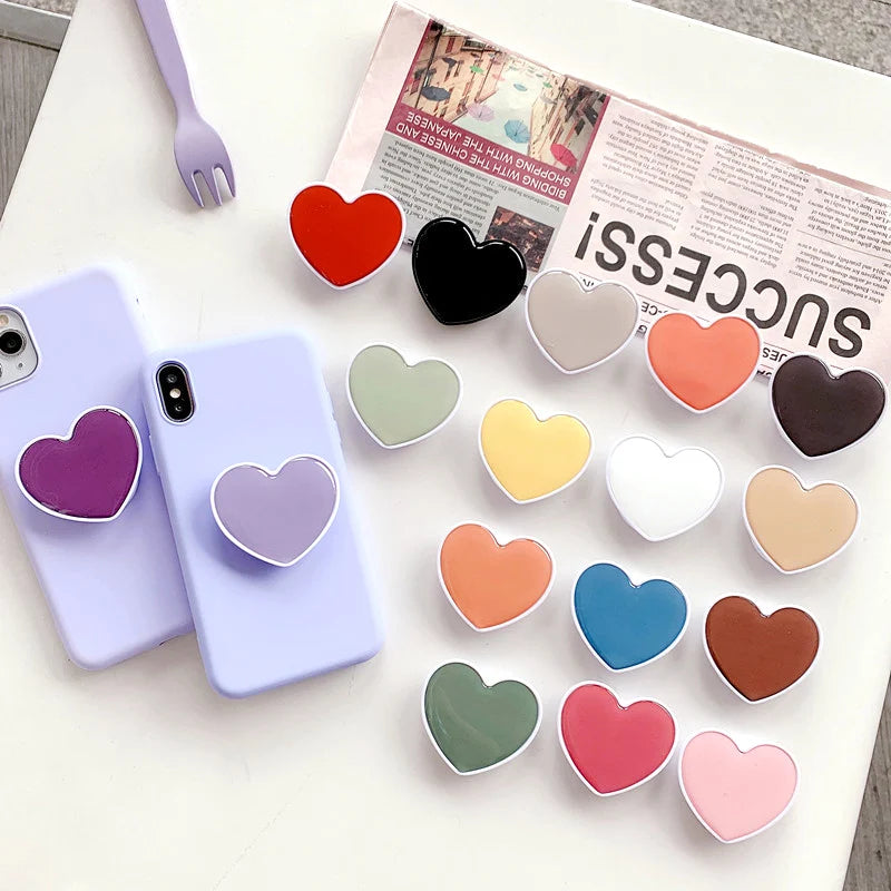 Universal Heart Shaped Phone Socket Holder Finger Grip Bracket Support Telephone for IPhone 15 14 13 Samsung Pocket Socket Stand