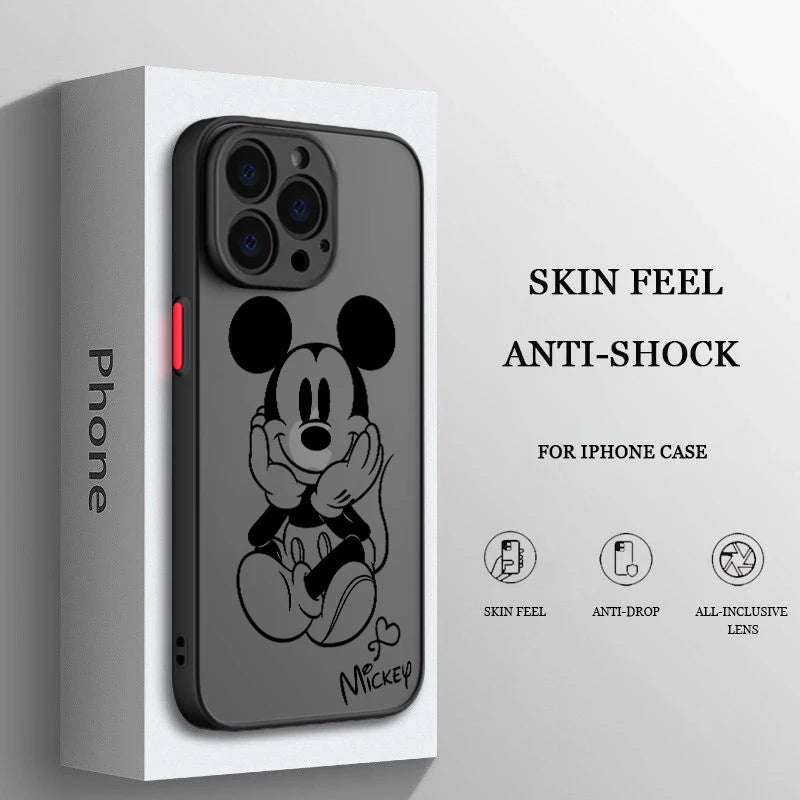 Disney Mickey Minnie Couple Phone Case For Apple iPhone 14 13 12 11 XS Mini Pro Max 8 7 XR X Matte Frosted Translucent