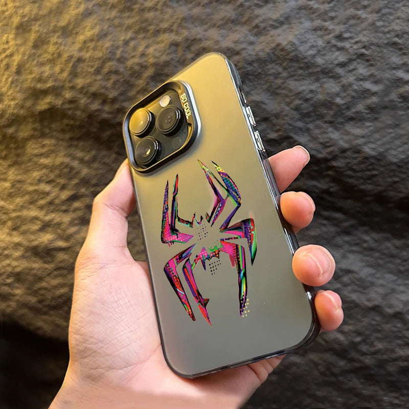 Color Spider Matte Laser Phone Case For iPhone 11 12 13 14 15 Pro Max XS X XR 7 8 15 Plus SE 2020 Shockproof Armour Bumper Cover