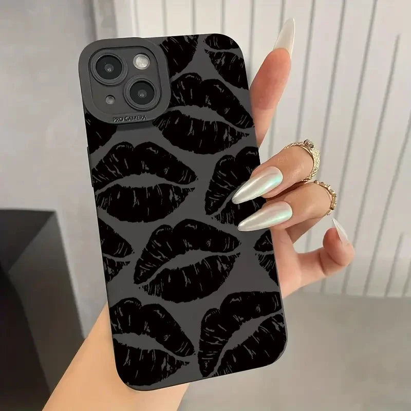 Lip Printed Phone Case For iPhone 15 Pro Max Cases iPhone 11 12 13 14 Pro XS Max XR X 7 8 Plus Soft Shockproof Bumper Back Cover