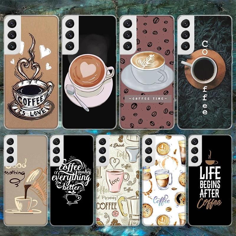 Coffee Wine Cup Soft Phone Case For Samsung Galaxy S23 S22 Ultra S21 Plus S20 FE S10 Lite S9 S8 + S10E S7 Edge Pattern Capa Case