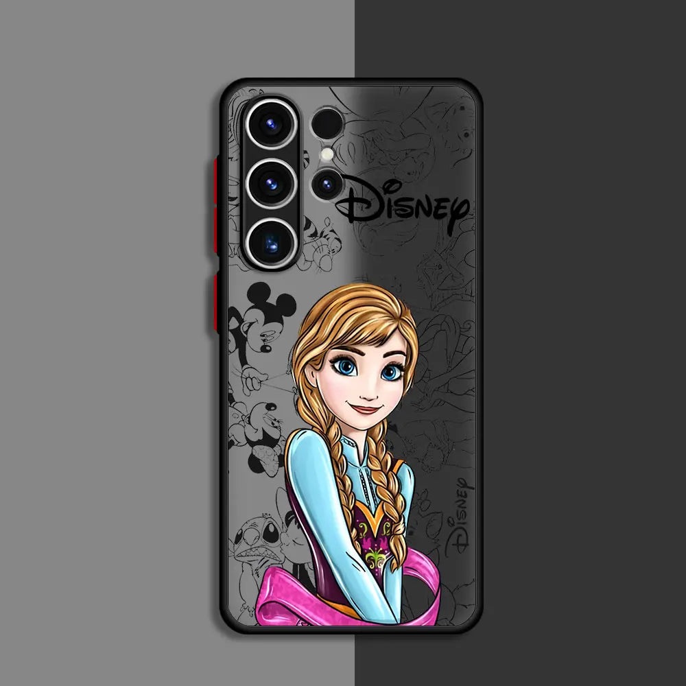 Case For Samsung Galaxy S24 S23 S22 Ultra S20 S21 FE S10 Plus Note 20 10 Lite 9 Skin Feel Scrub Phone Case Disney Princess Shell