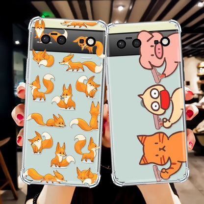 Cute Cat Phone Case for Google Pixel 7a 7Pro 7 Luxury Transparent Cover for Pixel 6a 6 6Pro Shockproof Soft Silicone Capas