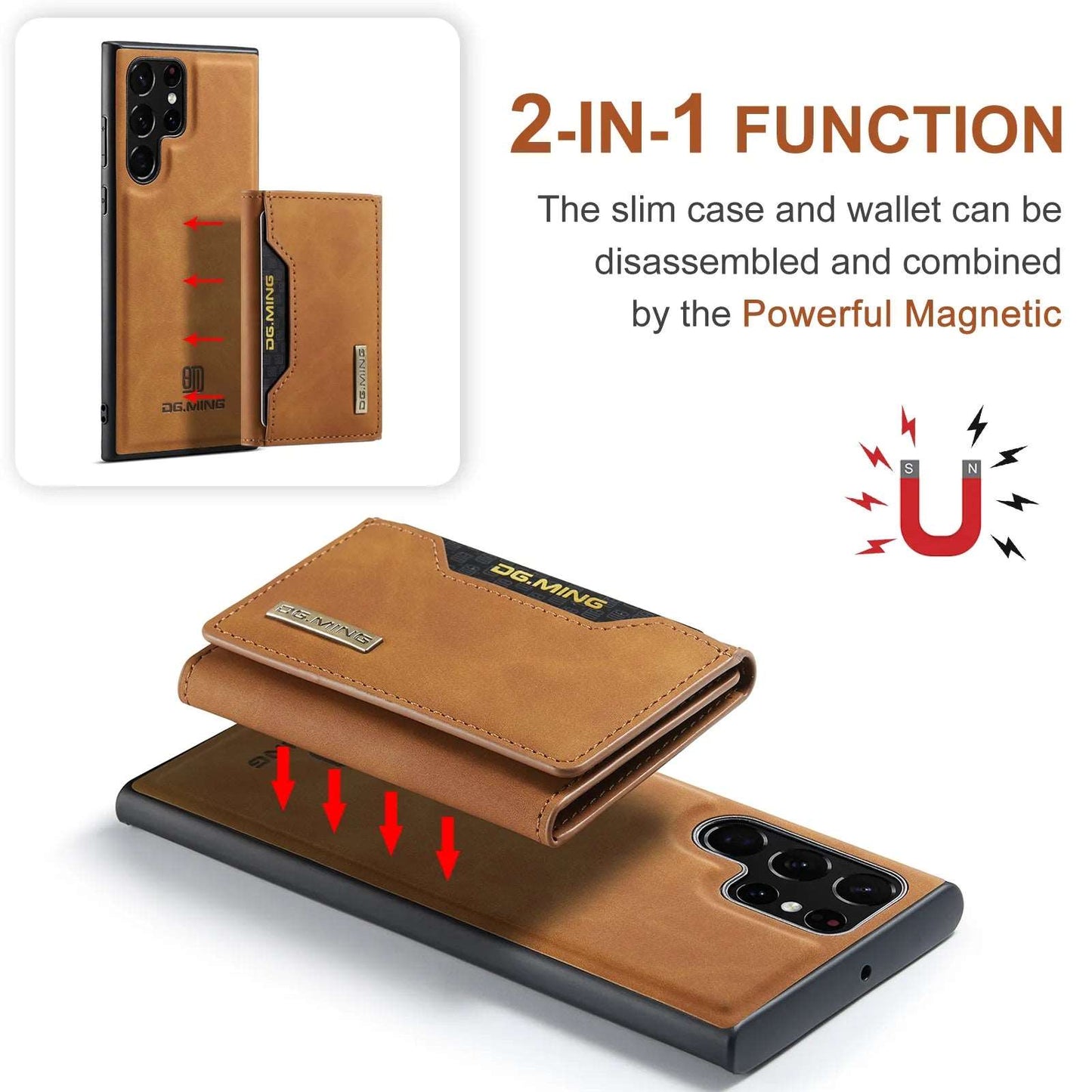 2 IN 1 Detachable Leather Wallet Case For Samsung Galaxy S23 S22 Plus S21 S20 FE Note20 Ultra With Holder Function Protect Cover