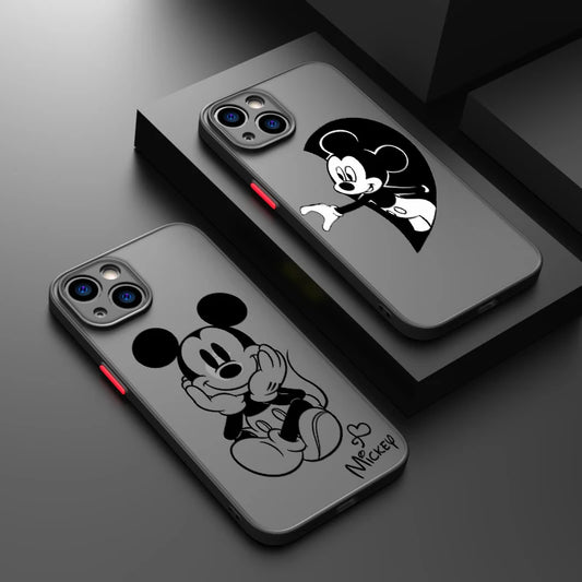Disney Mickey Minnie Couple Phone Case For Apple iPhone 14 13 12 11 XS Mini Pro Max 8 7 XR X Matte Frosted Translucent
