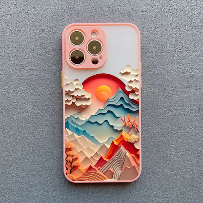 Printing Landscape Phone case For iPhone 15 14 7 8 Plus XS X XR 14 13 Pro Max 13 12 Pro Max Mini Creative Mountains Back Cover