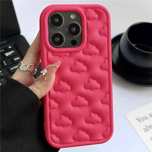 Cute 3D Clouds Soft Silicone Case For iPhone 15 Pro Max 11 12 13 14 Pro Max XS XR X 7 8 Plus Shockproof Protective Cover