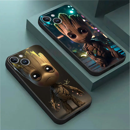Phone Case for Apple iPhone 8 Plus SE XS X 7 6s 14 13 15 Pro Max 12 Mini XR 11 Pro 14 Silicone Matte Armor Marvel groot Cover