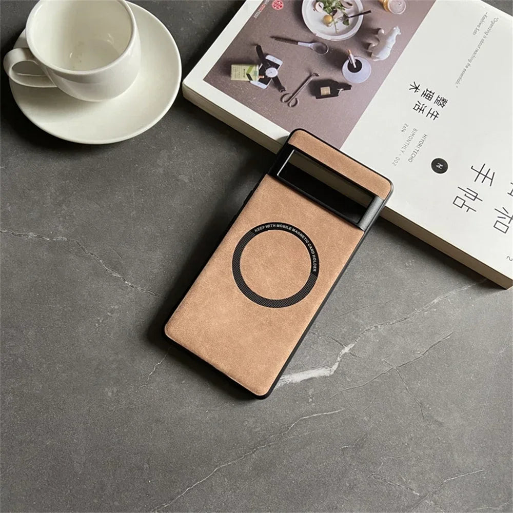 Luxury Magsafe Soft Leather Case For Google Pixel 6 7 8 9 Pro XL 7 8A Magnetic Wireless Charging Skin Feel Shockproof Back Cover