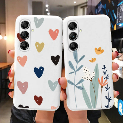 Case For Samsung Galaxy A54 5G Cute Heart Flower Back Cover Soft Silicone Matte Protective Funda For Samsung A 54 GalaxyA54 Bags