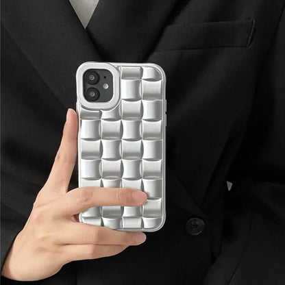3D Cube Weave Pattern Soft Silicone Phone Case For iPhone 15 13 14 Pro Max 11 12 pro max X XS XR 7 14  Matte Shockproof Cover