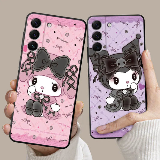 Wear A Bow Kuromi And My Melody Phone Case for Samsung Galaxy A53 A54 A51 A52 A73 A72 A71 A12 A13 A14 A70 A50 A21 A33 A42 Funda