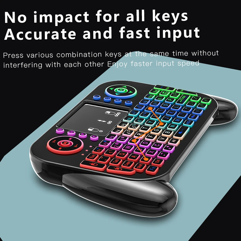 V8 2.4G Mini Wireless Keyboard  7 Backlit  Spanish Portuguese Bluetooth  Air Mouse Remote Control Touchpad for Android TV  Box