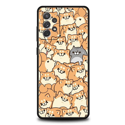 Cartoon Cats Background Phone Case For Samsung Galaxy A51 A71 A41 A31 A21S A11 A01 A03S A13 A23 A33 A53 A73 5G A12 A32 Cover