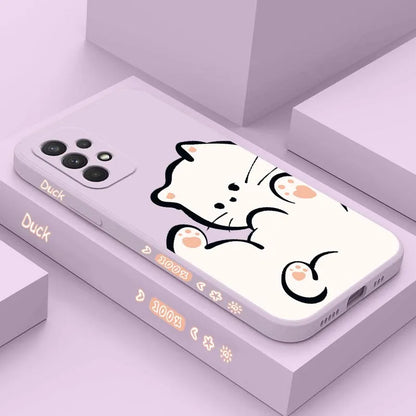 White Cloud Cat Silicone Phone Case For Samsung Galaxy A54 A34 A32 A13 A52S A24 A73 A14 A53 A52 A04S A71 A04E A72 A12 A03S Cover