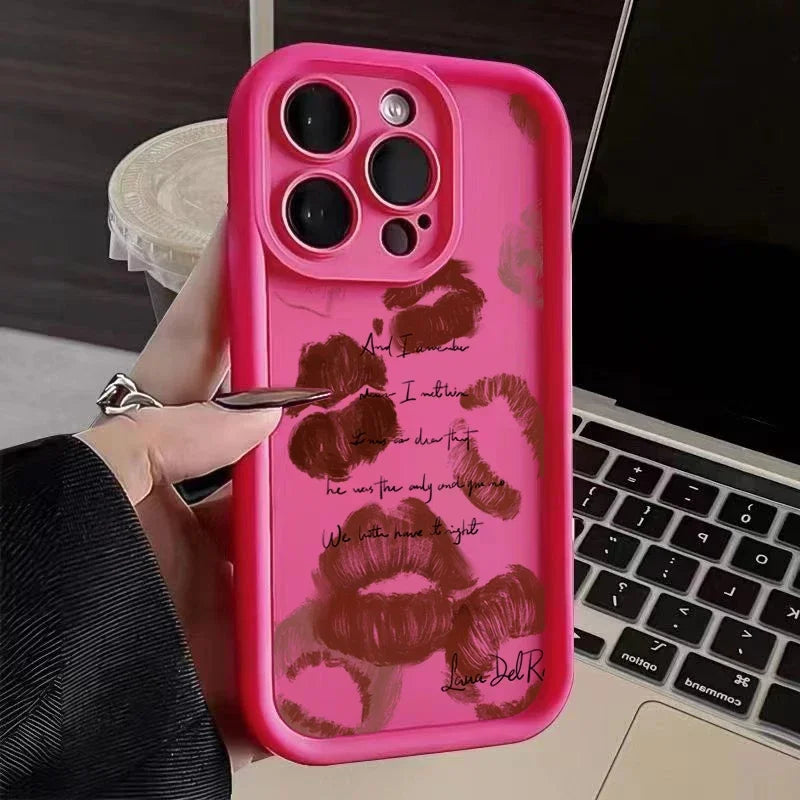 Sexy Girl Red Lips Matte Case For iPhone 11 12 13 14 Pro Max 15 Pro Max X XR XS Max 7 8 Plus SE 2020 Soft TPU Back Cover