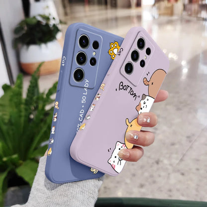 Cat Litter Phone Case For Samsung Galaxy S23 S22 S21 S20 Ultra Plus FE S10 S9 S10E Note 20 ultra 10 9 Plus Cover