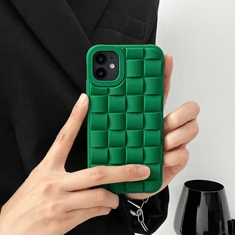 3D Cube Weave Pattern Soft Silicone Phone Case For iPhone 15 13 14 Pro Max 11 12 pro max X XS XR 7 14  Matte Shockproof Cover