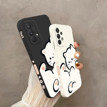 White Cloud Cat Silicone Phone Case For Samsung Galaxy A54 A34 A32 A13 A52S A24 A73 A14 A53 A52 A04S A71 A04E A72 A12 A03S Cover