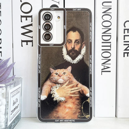 Fun Cat Art Case For Samsung Galaxy S20 Plus S21 FE S22 S23 Ultra A53 A52 A54 A33 Van Gogh Gustav Klimt Mona Lisa Phone Cover