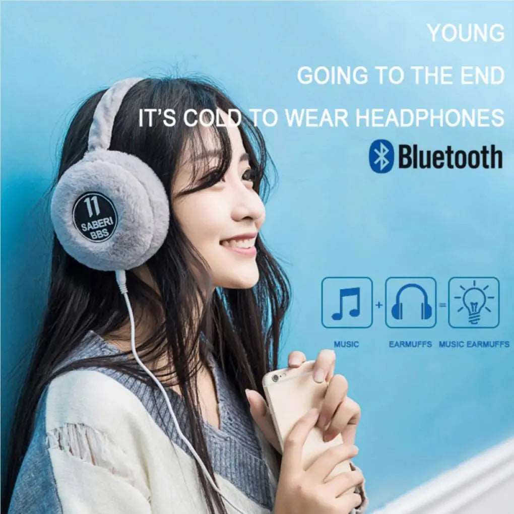 2023 New Winter Outdoor Plush Earmuffs Bluetooth Wireless Cute Warm Fur Headphones Earphones Solid Color Stereo Wireless Headset